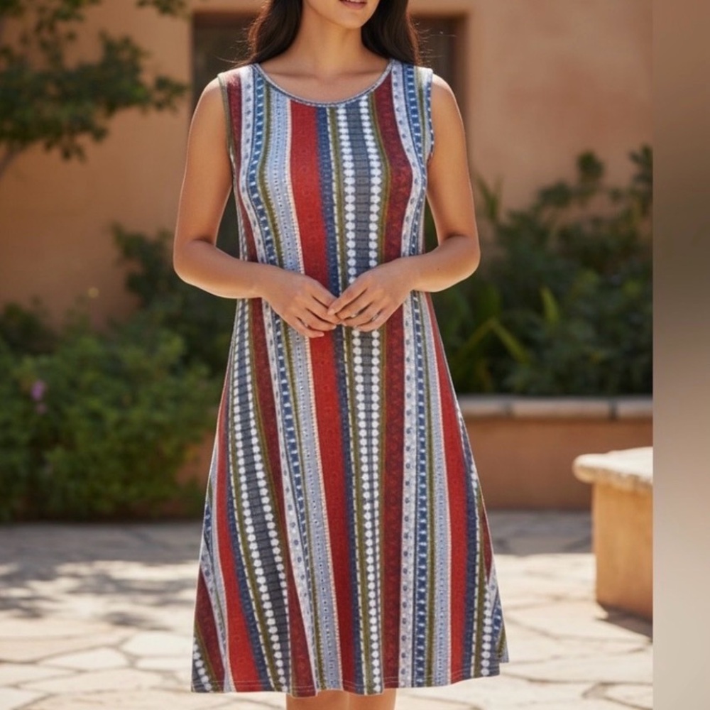 NEW• Zen Bohemian When In Rio Aztec Tribal Swing Dress•XL-2X